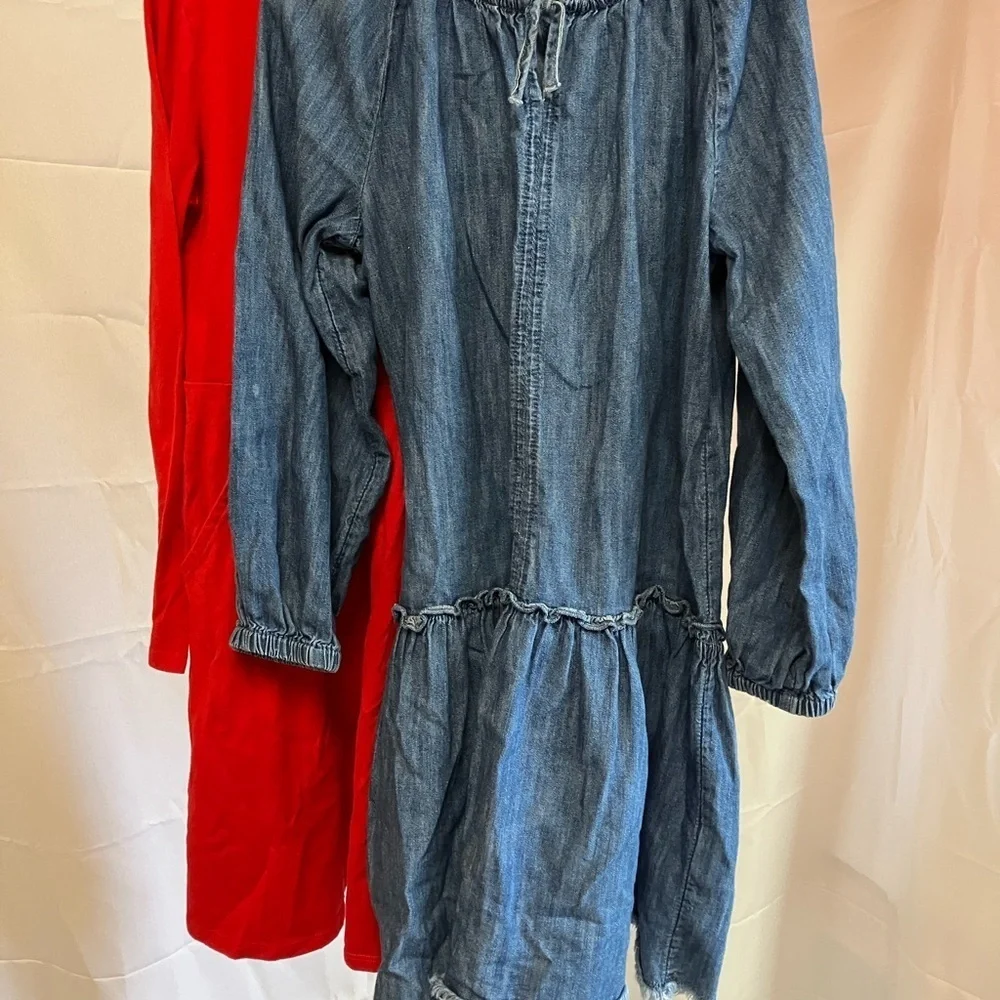 Denim and Red Kids Dress Set